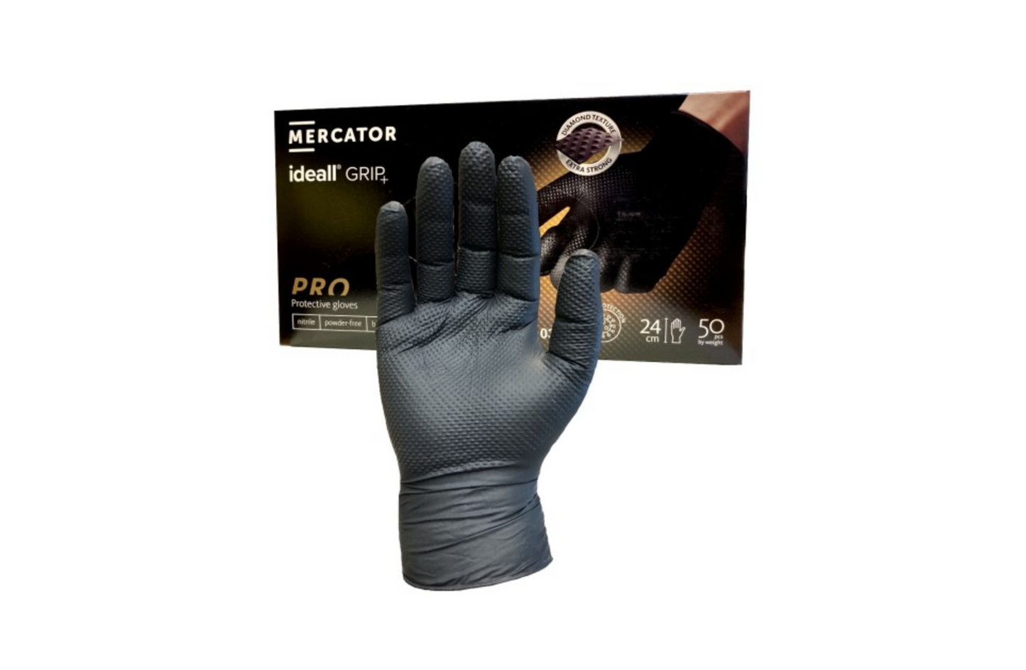 Mercator IDG | Black | Super Grip | Beaded | Thick | Latex free | Pack 100
