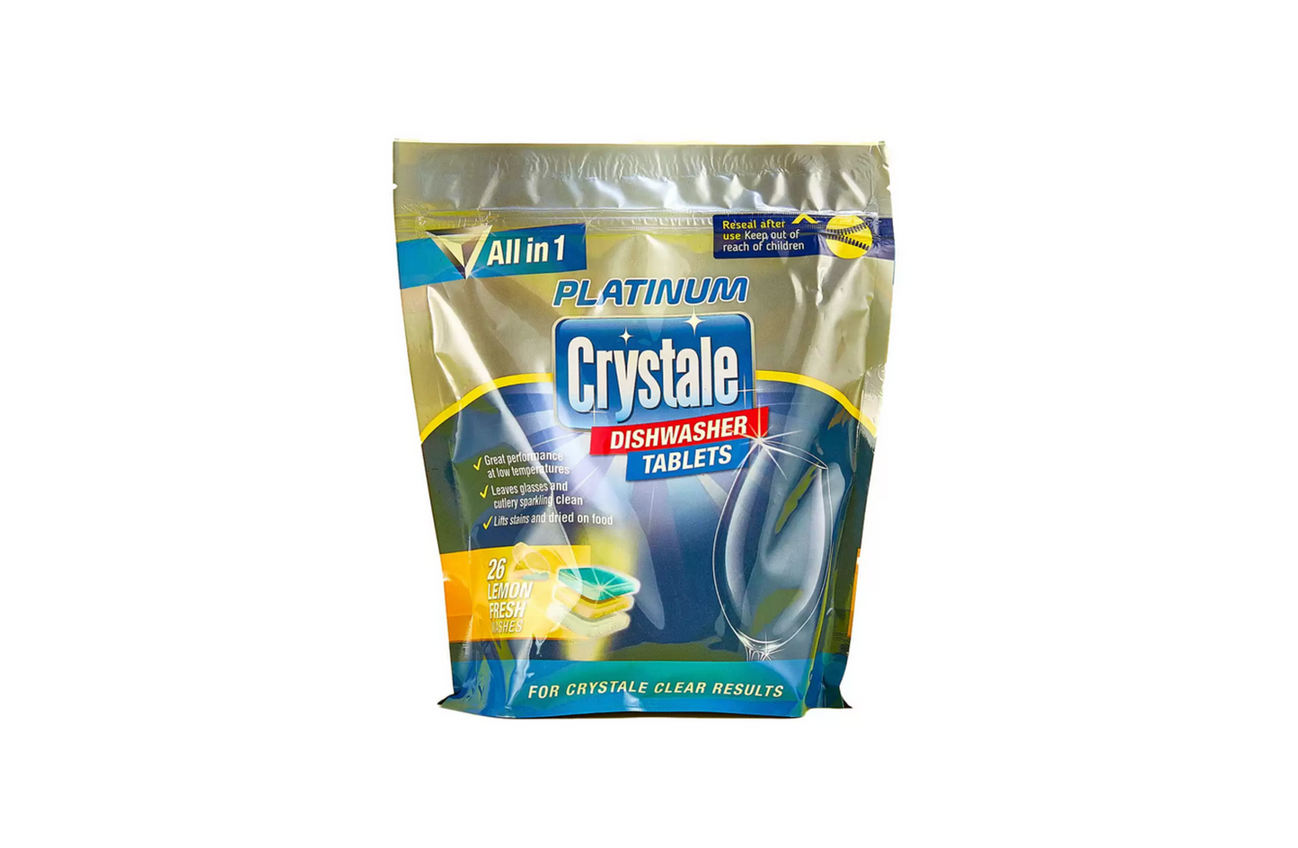Crystale Platinum Dishwasher Tablets | Lemon | 26 Pack