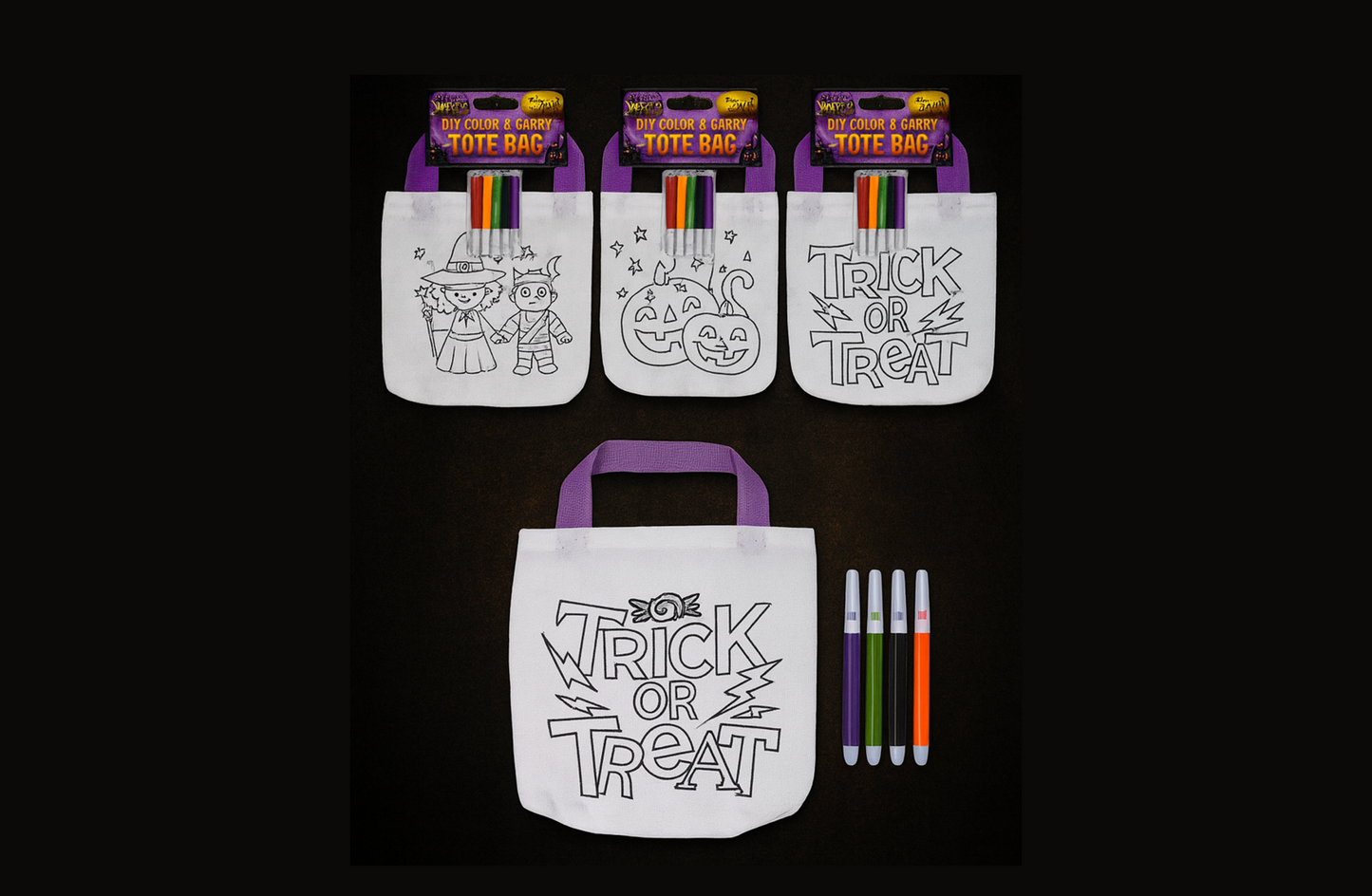 Colour In Tote Bag | 3 Designs | 4 Colouring Pens