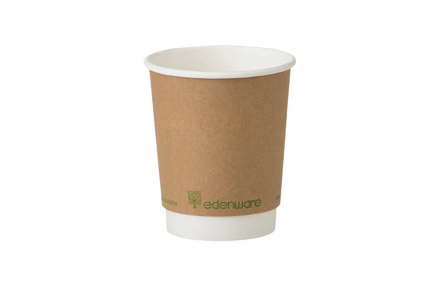 Edenware Cup | Double Wall | Biodegradable | Compostable | Kraft | 8oz, 12oz, 16oz | 500 pack